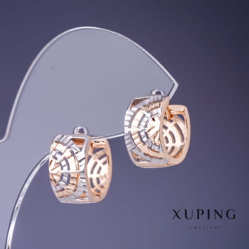Ohrringe Xuping 13×8 mm, 18-Karat-Vergoldung und Rhodium