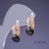 Ohrringe Xuping mit schwarzem Zirkon 18×9 mm, 18K-Vergoldung