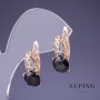 Ohrringe Xuping mit schwarzem Zirkon 18×9 mm, 18K-Vergoldung