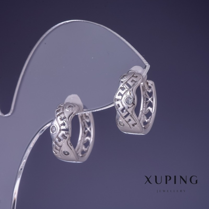 Ohrringe Xuping 15×6 mm Rhodiumbeschichtung mit weißen Kristallen