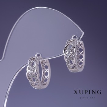 Ohrringe Xuping 6×14 mm rhodiniert mit weißen Strasssteinen