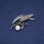 Ausverkauf! Brosche/Anhänger Kornähre mit weißen Majorka-Perlen 68×30 mm