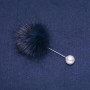 Nadelbrosche aus blauem Nerzpelz, Durchmesser 50 mm, Länge 90 mm