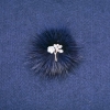 Brosche aus blauem Minkfell mit Blume, Durchmesser 50 mm