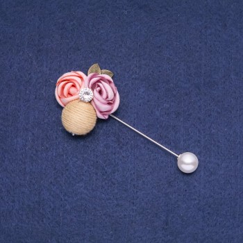 Ausverkauf! Stoff-Boutonnière-Brosche mit Stecknadel 92×35 mm
