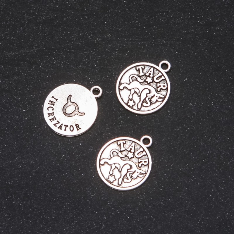 Anhänger Tierkreiszeichen Stier, Durchmesser 17 mm, Verpackung 20 g ± 14 Stück