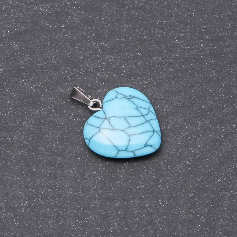 Herz-Anhänger aus blauem Türkis (gepresst) 19×19×26 mm