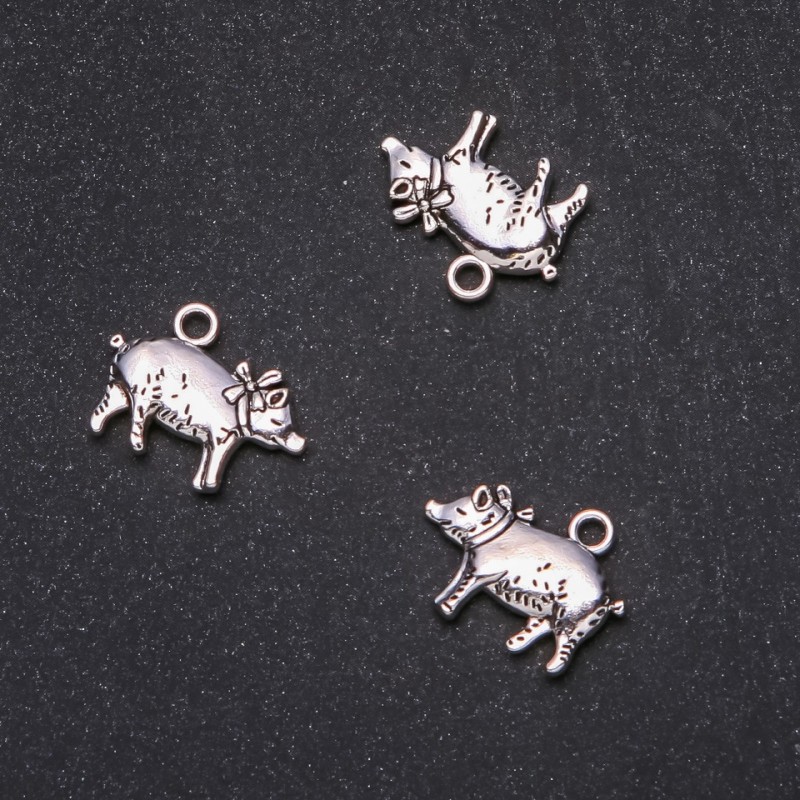 Schmuckzubehör – Anhänger Schweinchen 20×16 mm, Verpackung 20 g ±8 Stück