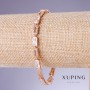 Xuping-Armband mit weißen Zirkonen, 5 mm Dicke, Länge 17–19 cm, 18K Vergoldung