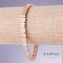 Xuping-Armband mit weißen Zirkonen, 5 mm Dicke, Länge 18–21 cm, 18K-Vergoldung