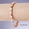Xuping-Armband mit weißen Zirkonen, Dicke 7 mm, Länge 17–19,5 cm, 18K-Vergoldung
