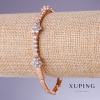 Xuping-Armband mit weißen Zirkonen, Dicke 4–10 mm, Länge 18,5–19,5 cm, 18K-Vergoldung