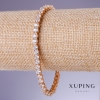 Xuping-Armband mit weißen Zirkonen, 4 mm Dicke, Länge 18–20 cm, 18K-Vergoldung
