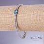 Armband Xuping mit blauem Zirkon «Topas», Dicke 6–4 mm, Länge 17–19 cm, Rhodiumbeschichtung 18K