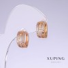 Xuping-Ohrringe mit weißen Strasssteinen, Länge 13 mm, Dicke 7 mm, 18K-Vergoldung