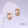 Xuping-Ohrringe mit weißen Strasssteinen, Länge 13 mm, Dicke 7 mm, 18K-Vergoldung