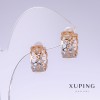 Xuping-Ohrringe, Länge 14 mm, Dicke 7 mm Rhodium, 18-karätige Vergoldung