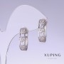 Xuping-Ohrstecker mit weißen Zirkonen, Länge 20 mm, Dicke 5 mm, Rhodiumbeschichtung