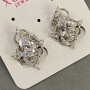 Xuping-Ohrringe mit weißen Zirkonen, Länge 22 mm, Dicke 17 mm, Rhodium-Beschichtung