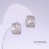 Xuping-Ohrringe mit weißen Zirkonia, Länge 15 mm, Dicke 9 mm, rhodiniert