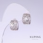 Xuping-Ohrringe mit weißen Zirkonia, Länge 15 mm, Dicke 9 mm, rhodiniert