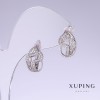 Xuping-Ohrringe mit weißen Zirkonia-Steinen, Länge 15 mm, Dicke 10 mm, rhodiniert