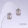 Xuping-Ohrstecker mit weißen Strass-Steinen, Länge 15 mm, Dicke 6 mm, rhodiniert