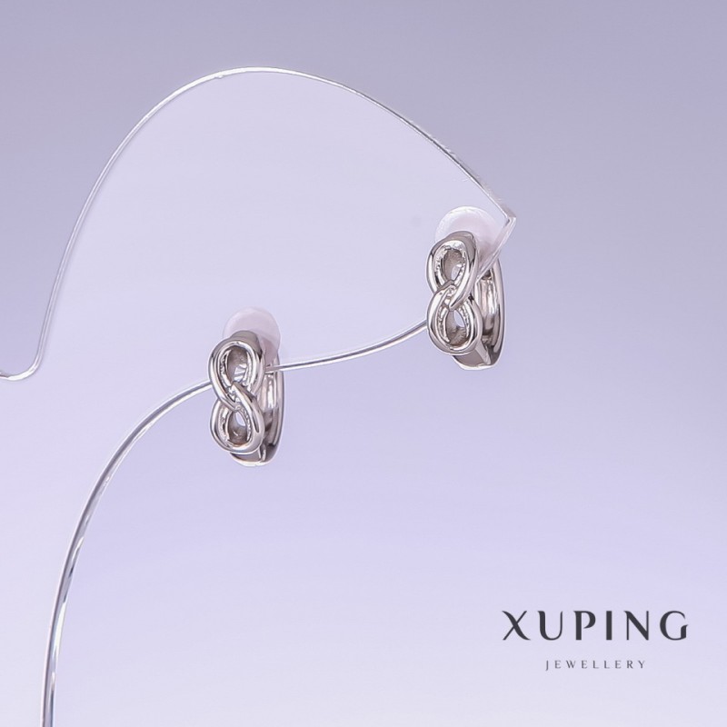Xuping-Ohrringe, Länge 12 mm, Dicke 4 mm Rhodium-Beschichtung
