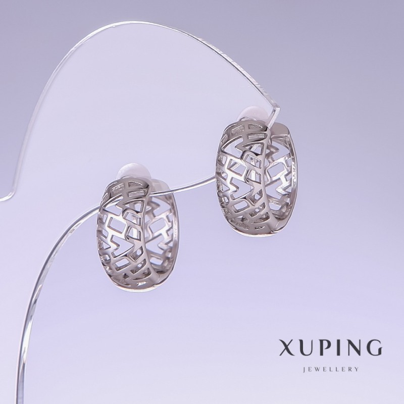 Xuping-Ohrstecker, Länge 16 mm, Dicke 7 mm, Rhodiumbeschichtung