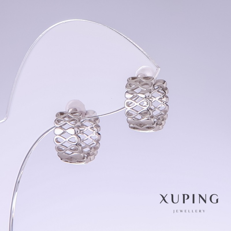 Xuping-Ohrringe, Länge 13 mm, Dicke 7 mm Rhodiumbeschichtung