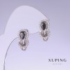 Xuping Ohrringe mit schwarzen Zirkonen, Länge 17 mm, Dicke 9 mm, Rhodiumbeschichtung