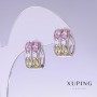 Xuping Ohrringe mit mehrfarbigen Zirkonen, Länge 11 mm, Dicke 10 mm, rhodiniert