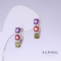 Xuping Ohrringe mit mehrfarbigen Zirkonen, Länge 18 mm, Dicke 5 mm Rhodiumbeschichtung