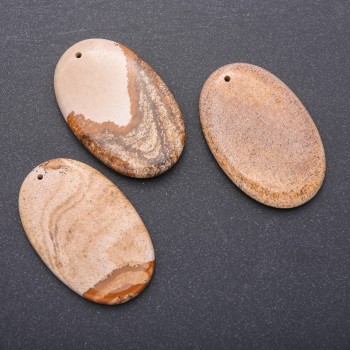 Anhänger aus Landschaftsjaspis, oval 35×55 mm