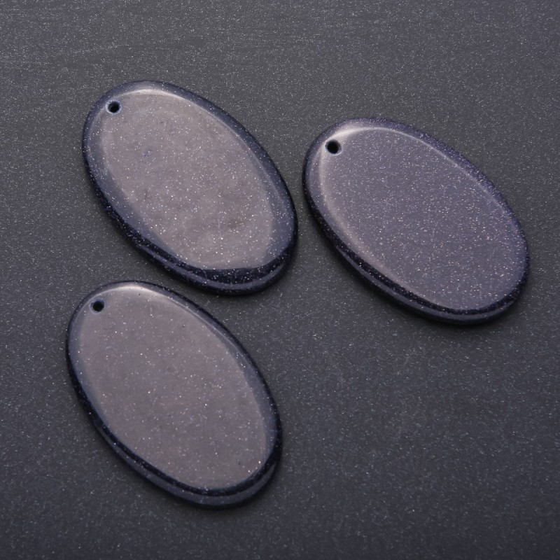 Anhänger aus Naturstein Aventurin Blau Sand «Nacht von Kairo» oval 35×55 mm