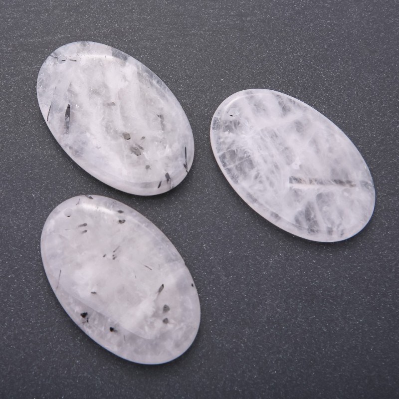 Anhänger aus Naturquarz «Haarquarz» oval 55×35 mm (±)