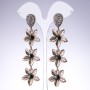 Abendohrringe 'Lilien' mit schwarzen Kristallen, Farbe Altgold, Breite 25 mm, Länge 95 mm