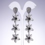 Abendohrringe Lilien mit schwarzen Kristallen, Farbe Alt-Silber, Breite 25 mm, Länge 95 mm