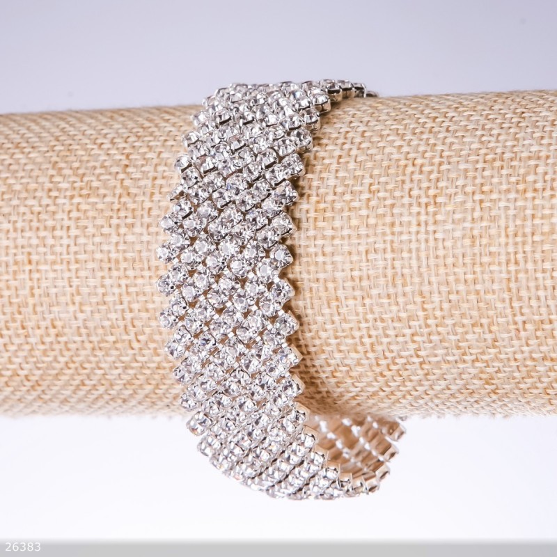 Strassarmband 'weiß', Breite 23 mm, Länge 19 cm 'Silber'