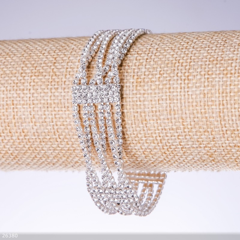 Strassarmband «weiß», Breite 20 mm, Länge 19 cm «Silber»