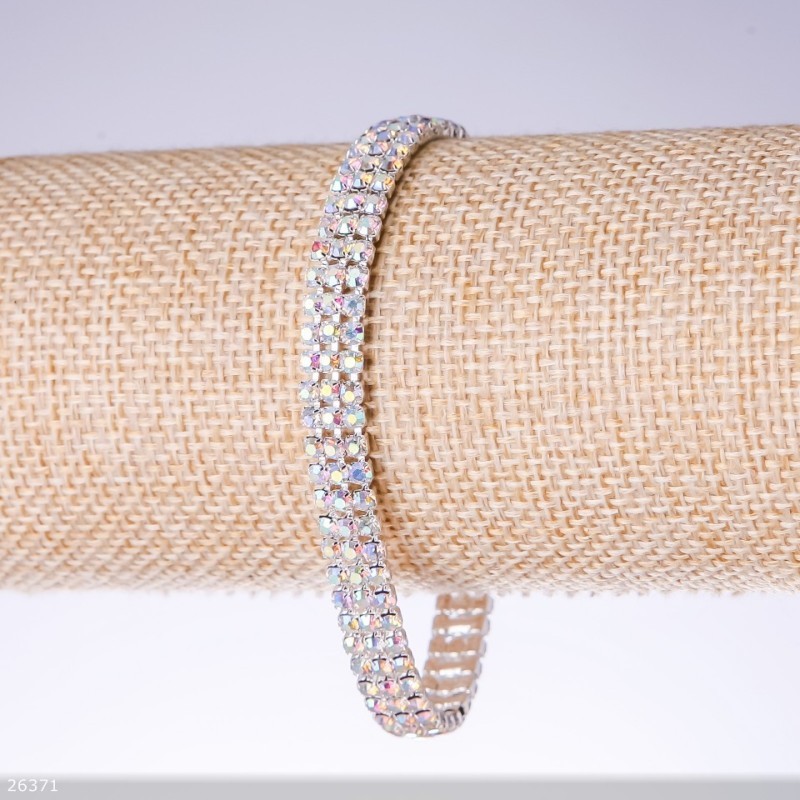 Armband mit Strasssteinen, dreireihig Chamäleon, Breite 7 mm, Länge 19 cm Silber