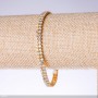 Zweireihiges Strassarmband „Chamäleon“, Breite 5 mm, Länge 19 cm, goldfarben