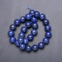 Lapis-Lazuli-Perlen aus natürlichem Stein, glatte Kugeln auf einer Schnur, Durchmesser 10 mm, Länge 38 cm