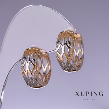 Ohrringe Xuping 20 × 8 mm, 18k Vergoldung und Rhodium