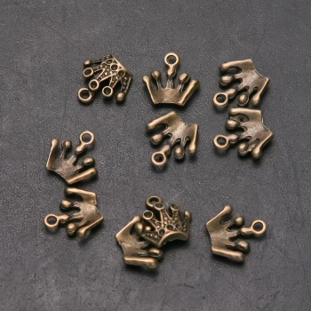 Anhänger „Krone“, Schmuckbeschlag, Durchmesser 12 mm, Länge 13 mm, Ø 1,5 mm, Verpackung 20 g, 28 Stück (+-)