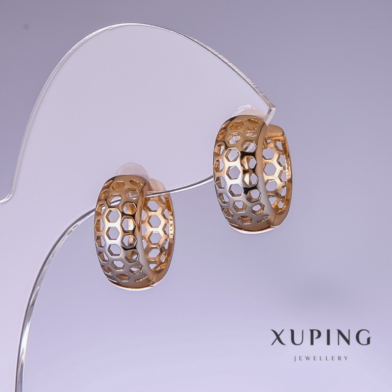 Ohrstecker Xuping „Waben“ 15×7 mm Rhodium, 18K Vergoldung