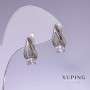 Xuping-Ohrringe mit weißen Zirkonen, Rhodiumbeschichtung, 17×8 mm