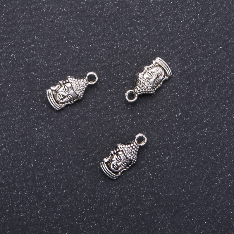 Anhänger Buddha, Durchmesser 7 mm, Länge 16 mm, Durchmesser 1,8 mm, Verpackung 20 g, 15 Stück (+-)