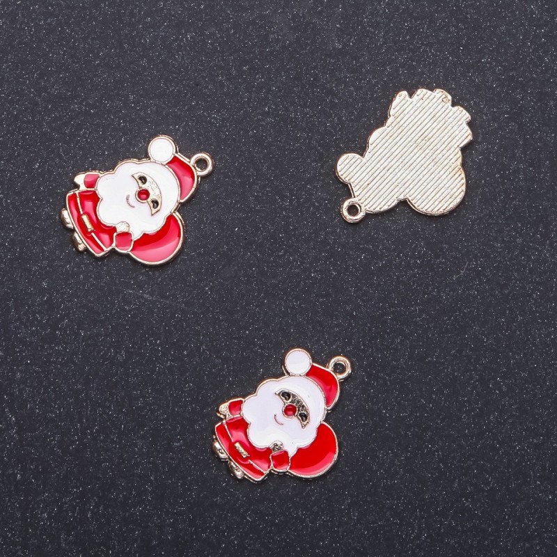 Anhängerbeschlag Weihnachtsmann, Durchmesser ca. 17 mm, Länge ca. 3 mm, Durchmesser 1,8 mm, Verpackung 6 Stück (+ -)