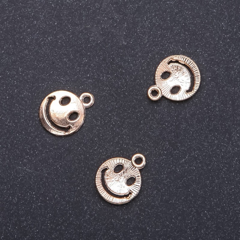 Anhänger Smile Gold, Durchmesser 13 mm, Länge 16 mm, Durchmesser 1,8 mm, Verpackung 20 g, 24 Stk. (+ -)